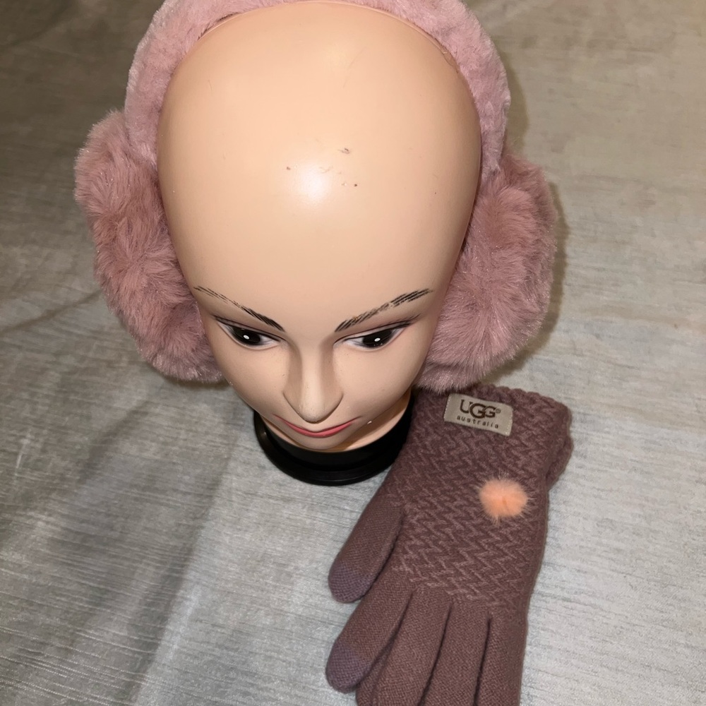 UGG Blush Pink Earmuffs and Gloves Set